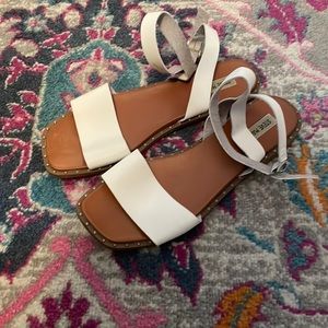 Steve Madden sandals. White. Wrap around ankle. Size 10.